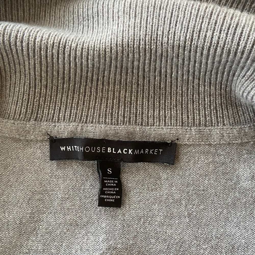 White House Black Market Gray Fringe Cardigan, size Small - Picture 2 of 15